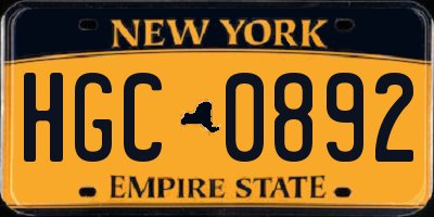 NY license plate HGC0892