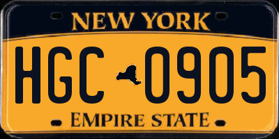 NY license plate HGC0905