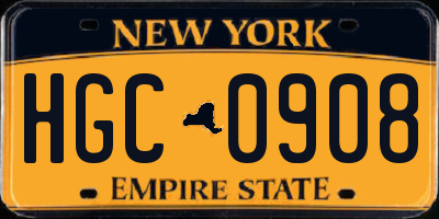 NY license plate HGC0908
