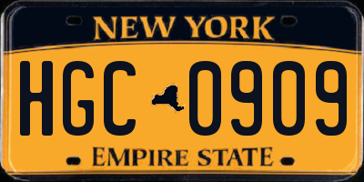 NY license plate HGC0909
