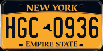 NY license plate HGC0936