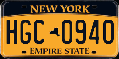 NY license plate HGC0940