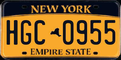 NY license plate HGC0955