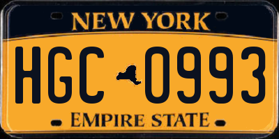 NY license plate HGC0993
