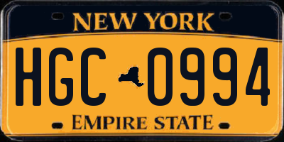 NY license plate HGC0994