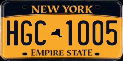 NY license plate HGC1005