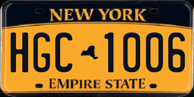 NY license plate HGC1006