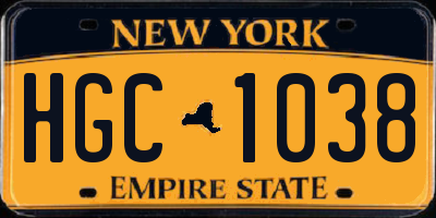 NY license plate HGC1038