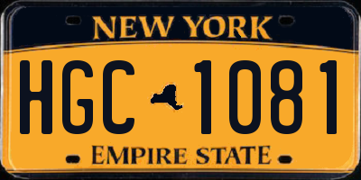 NY license plate HGC1081
