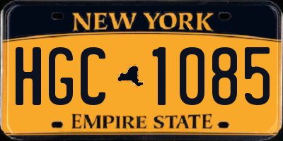 NY license plate HGC1085