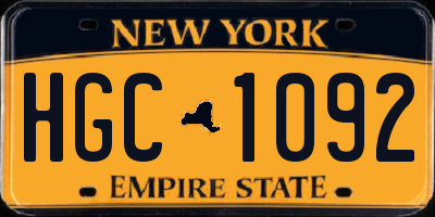 NY license plate HGC1092