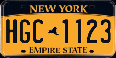 NY license plate HGC1123