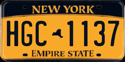NY license plate HGC1137