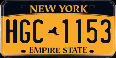 NY license plate HGC1153