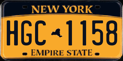 NY license plate HGC1158