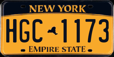 NY license plate HGC1173