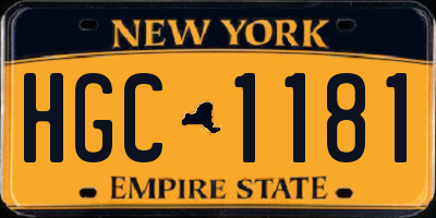 NY license plate HGC1181