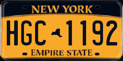 NY license plate HGC1192