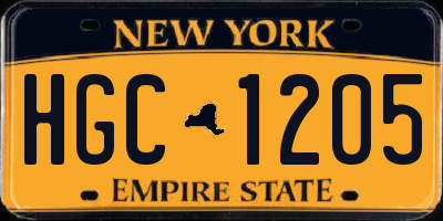 NY license plate HGC1205