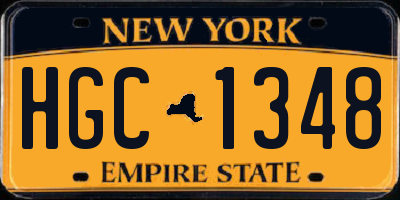 NY license plate HGC1348