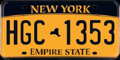 NY license plate HGC1353