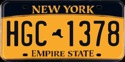 NY license plate HGC1378