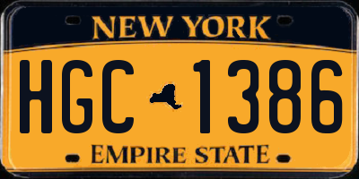NY license plate HGC1386