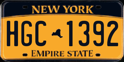 NY license plate HGC1392