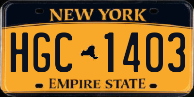 NY license plate HGC1403