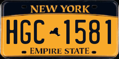 NY license plate HGC1581