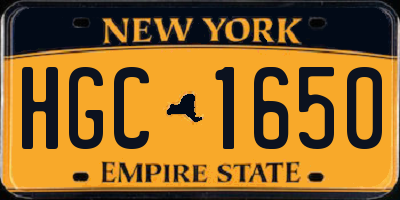 NY license plate HGC1650