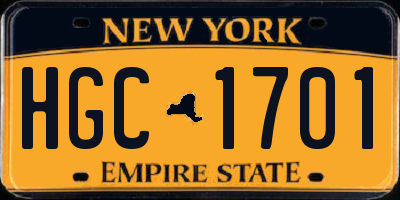 NY license plate HGC1701