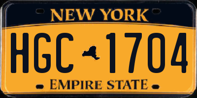 NY license plate HGC1704