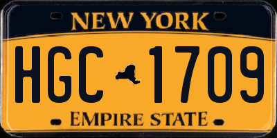 NY license plate HGC1709