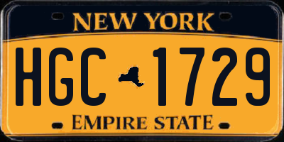 NY license plate HGC1729