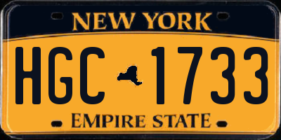 NY license plate HGC1733