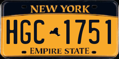 NY license plate HGC1751