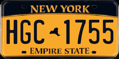 NY license plate HGC1755