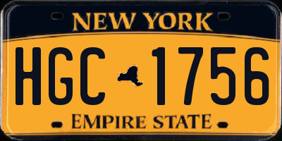 NY license plate HGC1756