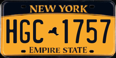 NY license plate HGC1757