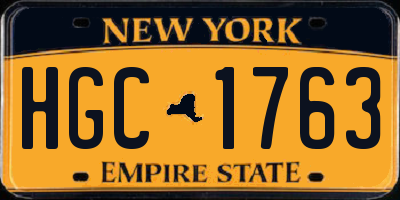 NY license plate HGC1763