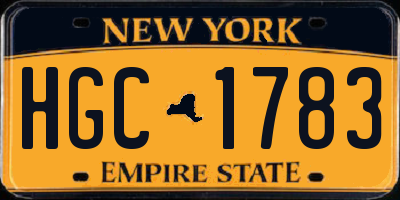 NY license plate HGC1783