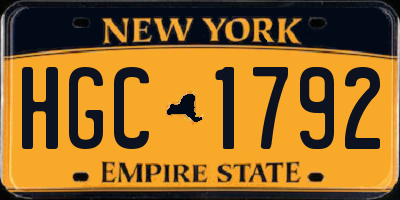 NY license plate HGC1792
