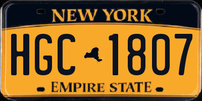 NY license plate HGC1807