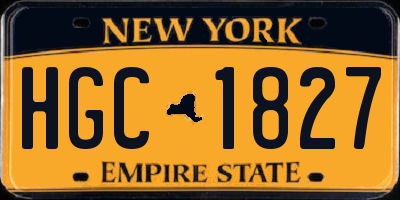 NY license plate HGC1827