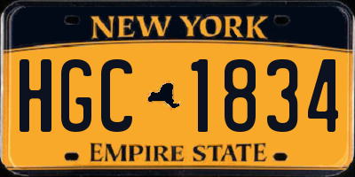 NY license plate HGC1834