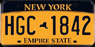 NY license plate HGC1842