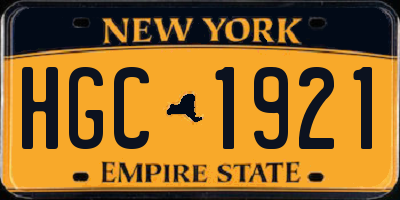 NY license plate HGC1921