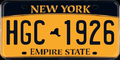 NY license plate HGC1926