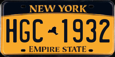 NY license plate HGC1932